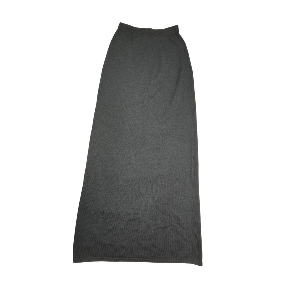 St. John Evening Knit Maxi Skirt Women 6 Black Santana Knit Slit Made in USA